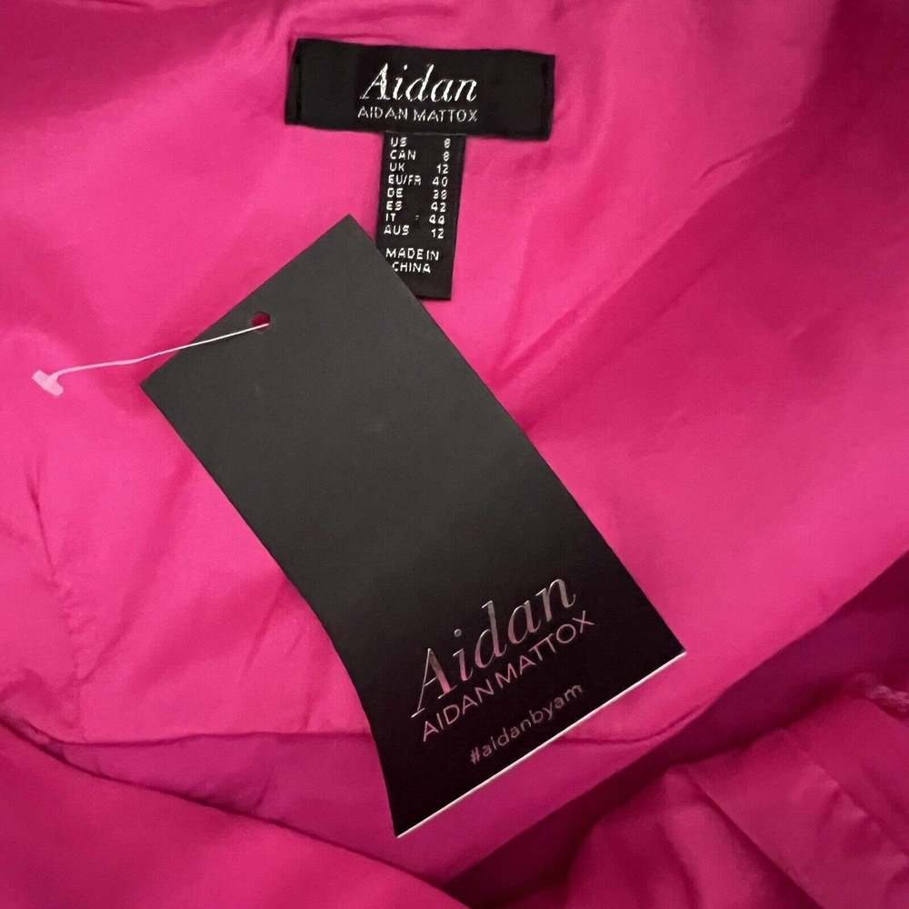 AIDAN MATTOX NWT Barbiecore Pink Midi Sheath One Shoulder Dress Sz 8 Cocktail - Picture 4 of 7